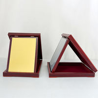 Plaque de reconnaissance d'entreprise personnalisée en bois avec boîte pliante doublée de velours, plaque dorée de luxe autoportante pour récompense de performance