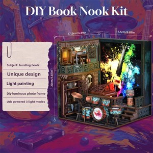 Casa de Madera 3D DIY, Modelo de Pintura con Luces y Música, Juguete de Construcción, Regalo Artístico, Adorno, Bloques de Construcción Hechos a Mano, Casa Pequeña Ensamblada - Product Image 3