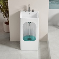 Nouveau lavabo rond moderne sur pied avec robinet à double trou, pour lavage des mains et des pieds, spa à bulles, évier de nettoyage pour balcon, jardin, extérieur et usage domestique