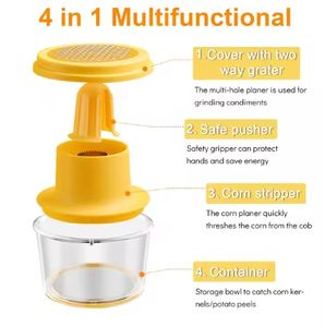Éplucheur de maïs multifonctionnel 4-en-1 en acier inoxydable, outil commercial en métal pour couper et retirer les grains de maïs - Product Image 2