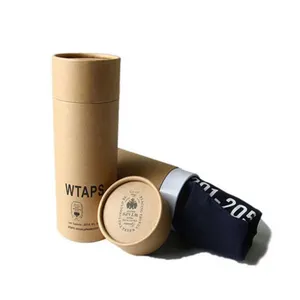 Customized Kraft Cardboard Cylinder Container Paper Box Tube For Clothing T-Shirt Packaging