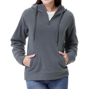 Sweat-shirt à capuche en polaire pour femme FOXA, fermeture éclair quart de tour, manches longues, pull décontracté avec poche, veste en polaire respirante - Product Image 3