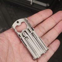 Outil multifonction 14-en-1 en acier inoxydable, porte-clés pliable, outils de vélo, outils de poche EDC compacts, mousqueton, kit de réparation