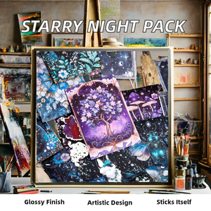 Pegatinas Decorativas Navideñas de la Serie de Notas Escritas a Mano Leenice Starry Night, Impresas con Troquelado, Autoadhesivas, con Acabado Brillante - Product Image 2