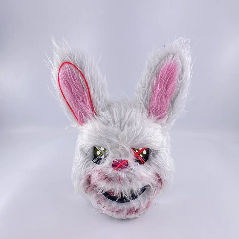 Разноцветная маска для Хэллоуина с двумя раздельными глазами, кровавый кролик, светодиодная светоизлучающая маска ужасов, реквизит для вечеринок