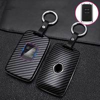 Housse de porte-clés de voiture en fibre de carbone, pour renault, espace, koleos, kadjar, megane, talisman, télécommande, chaîne, accessoires