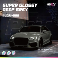KUCAI 1.52*17meter PET Super Glossy Deep Grey Gloss Reflective Car Vinyl Wrap Roll Wrapping
