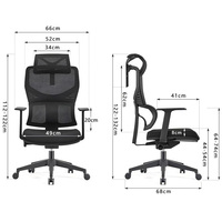 Chaise de bureau ergonomique moderne pivotante avec appui-tête réglable, dossier haut en maille, chaise de personnel de luxe en nylon