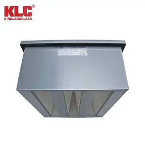 KLC H13 H14 عالية الكفاءة minipleat v bank hepa المدمجة فلتر الهواء ss304 الإطار