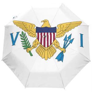 Parapluie pliable noir coupe-vent avec drapeau des Îles Vierges américaines, protection solaire, portable, <span class=keywords><strong>prix</strong></span> bas, vente en gros, panneau personnalisé - Product Image 6