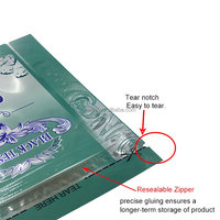 Sachet refermable éco-responsable personnalisé de 50 g avec fermeture éclair sur 3 côtés pour emballage de tabac miniature