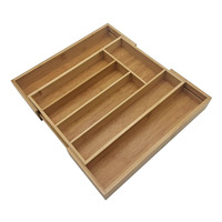 Organisateur de tiroir de cuisine rétractable en bambou, style nordique, pour rangement de couteaux et fourchettes, idéal pour la vente en gros transfrontalière