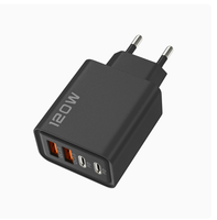 Pengisi Daya Cepat 120W Dual PD+Dual USB Multi Port Standar Eropa dan Amerika Kepala Pengisi Daya Kabel Data Mecha