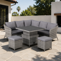 Meubles de jardin confortables en aluminium et rotin PE de style nordique moderne, canapé et table en osier pour patio extérieur, style européen