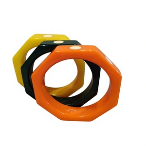 Nuevo Conjunto de Brazaletes de Resina Coloridos, Pulseras Artísticas Redondas para Mujer, Joyería de Moda, Diseño de Escultura Coleccionable, para Fiesta - Product Image 6