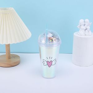 La populaire tasse à thé au lait en paille à double couche, tasse en plastique anti-chute, sens de la conception de boissons froides et style d'ambiance - Product Image 6