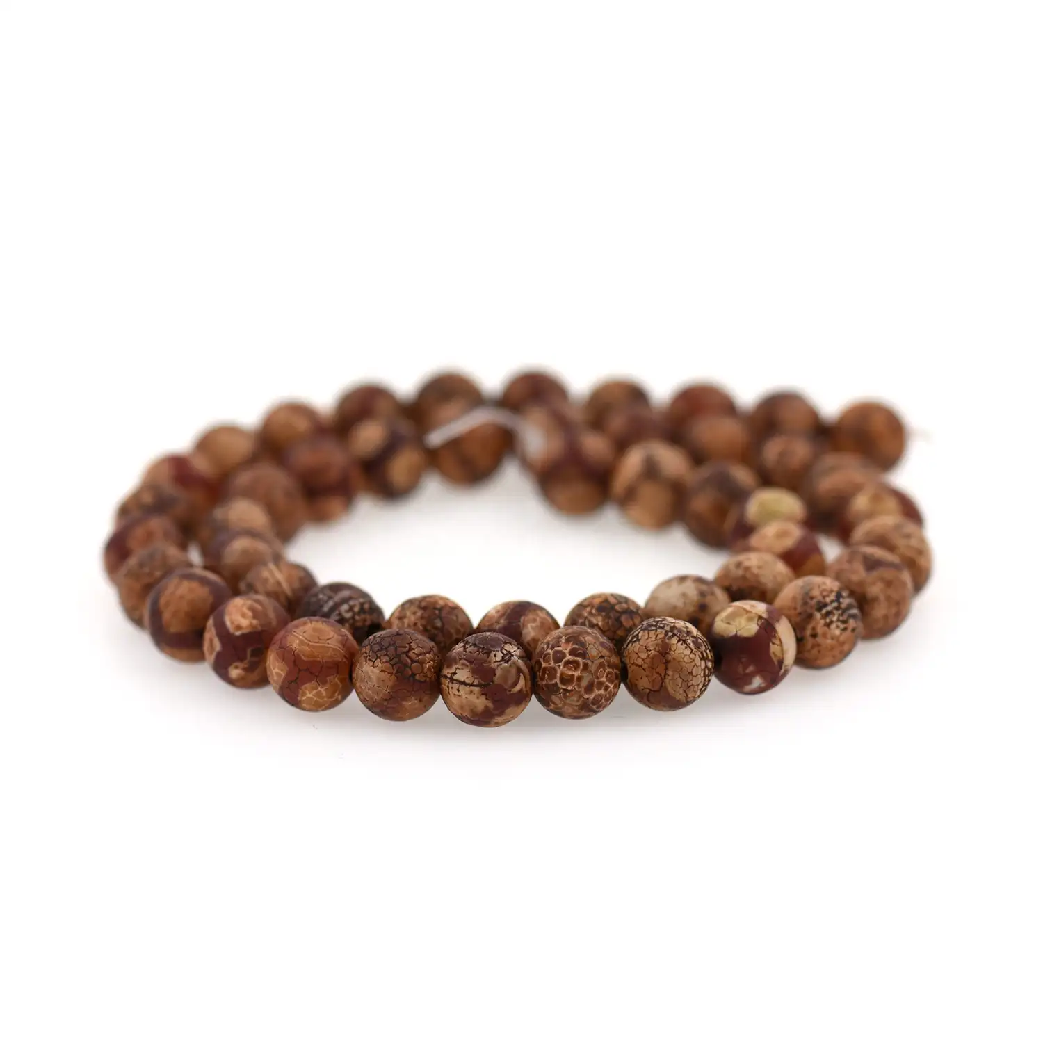 Agate Beads Bead Wholesale High Quality Brown Round Crack Fire Agate Loose Beads Matte Gemstone Bead String DIY Jewelry