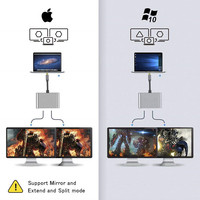 Station d'accueil 4-en-1 Type-C vers double HDTV avec USB 3.0 et charge rapide PD, extension multi-écrans pour ordinateurs portables, MacBook, téléphones et tablettes