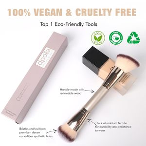 Pinceau de fond de teint professionnel à double embout, 100% vegan, poils synthétiques, pour l'application de fond de teint liquide, en poudre, crème et blush - Product Image 6
