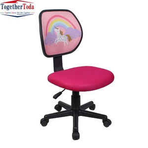Silla de Estudio Moderna Multifuncional, Giratoria, de Altura Ajustable, Respaldo Bajo y Redondo, de Tela Ligera, Pequeña, Color Rosa, Creativa, Sin Reposabrazos - Product Image 3