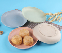 Assiettes de restaurant réutilisables personnalisables en usine, lot de 4 pièces, vaisselle ronde incassable en paille de blé de 7,87 pouces
