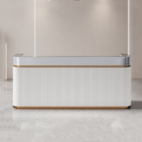 Comptoir de réception en bois minimaliste en forme de L, durable, design moderne, surface solide blanche