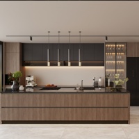 Meubles de cuisine modernes de luxe Aige, en panneaux de particules E0, avec comptoir en marbre, en MDF, ensembles d'armoires de cuisine tendance