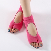 Chaussettes de yoga pour femmes sans orteils antidérapantes avec poignées pour Pilates, ballet, barre, danse, entraînement pieds nus, fitness, salle de sport