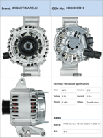 Alternateur de voiture pour Ford Mondeo 1.8 16V CGBA 11.2000 AT et Ford Mondeo 1.8 16V CGBB 11.2000 AT 063380005010