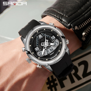Sanda 9022 Men's Business Wrist Watch New Model Waterproof Analog <b>Clock</b> Digital LED Display for Outdoor Activities Silicone - Product Image 1