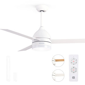 Grunkel <b>Ceiling</b> Fan 52 Inch White With Led <b>Light</b> <b>Remote</b> <b>Control</b> Indoor Use - Product Image 1