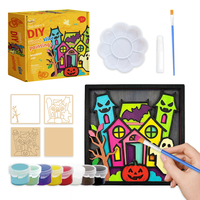 Kit de peinture sur bois pour enfants, maison hantée d'Halloween, ensemble d'art en bois 3D superposé à faire soi-même avec des peintures non toxiques, pinceaux, activité éducative