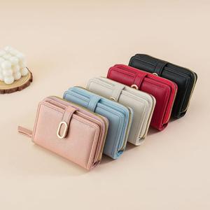 Portefeuille élégant et mignon multifonctionnel à fermeture éclair pour femmes, porte-cartes court populaire et porte-monnaie pour filles et dames - Product Image 1