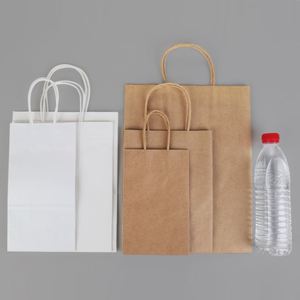 Sacs en papier kraft personnalisés avec logo imprimé, sacs de shopping en papier avec poignée - Product Image 4