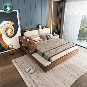新しくてオリジナルの統合回路木製ベッドフレームモダンな多機能ベッド