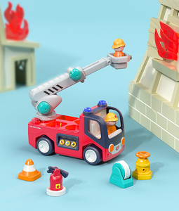 Camión de bomberos musical de <span class=keywords><strong>juguete</strong></span> para bebés-Vehículo de aprendizaje educativo temprano con sonidos y luces, coche de bomberos para orugas - Product Image 2