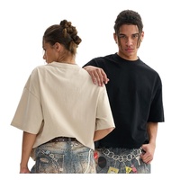 T-shirt Homme Streetwear Hip Hop en Coton Tricoté Surdimensionné, Personnalisé avec Logo Imprimé, Effet Vieilli et Déchiré, Grammage Lourd, Séchage Rapide, Vente en Gros