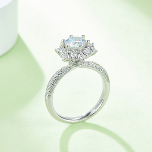 J&C 1CT Round Cut D Color Lab Grown <b>Diamond</b> <b>Ring</b> 925 Sterling Silver Luxury Engagement <b>Ring</b> - Product Image 3