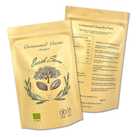 Pochette Doypack en papier kraft compostable avec logo personnalisé imprimé, fermeture à glissière refermable pour poudre de cacao