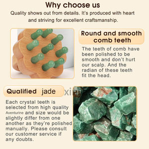Cepillo masajeador de cabeza de cuero cabelludo de madera Jade Manual portátil con logotipo personalizado, herramienta de masaje corporal de mano, cepillo para el cabello húmedo y seco - Product Image 5