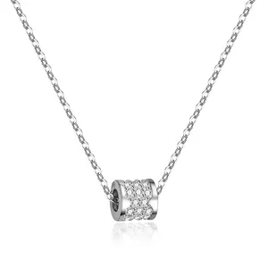 厂家批发镀铑D VVS1白色辉石钻石链925银项链女性辉石吊坠