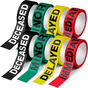 8 rouleaux de ruban de triage d'urgence 1,5 po x 200 pi, codé par couleur (noir/rouge/jaune/vert) pour l'identification des victimes, les services d'ambulance et les interventions en cas d'incidents massifs - Product Image 6