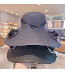 Mũ vành lớn thoáng khí với quạt tích hợp để sử dụng ngoài trời vải polyester, thích hợp cho mùa xuân và mùa hè - Product Image 1