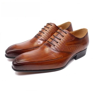 Chaussures Oxford en cuir faites à la main pour homme, style élégant, à lacets, bout pointu, rehaussantes, doublure en cuir, prix d'usine, haute qualité - Product Image 1