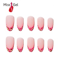 Faux ongles à presser French Press motif léopard mat, en gel souple, forme amande, réutilisables, kit de nail art pour femme, avec colle