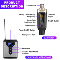 Système de monitoring intra-auriculaire sans fil portable DT3 XLR, émetteur-récepteur de poche UHF, transmetteur-récepteur audio sans fil pour église et studio
