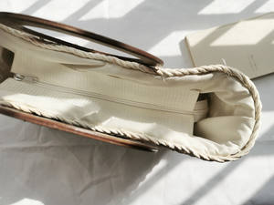 Promotion Gift New Design Ins Fashion Beige Straw Tote Handbag <strong>Beachbag</strong> with Wooden Handle - Product Image 4