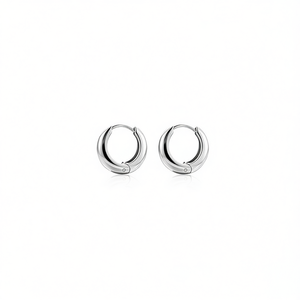 Amy Amy <b>Huggie</b> Earrings Stainless Steel <b>Silver</b> Plated Classic Women's Fashion Jewelry Gift 10mm - Product Image 1