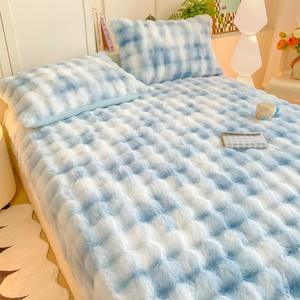 Lenzuolo con Angoli Felpato Coniglietto Bubble, Copriletto Ispessito in Velluto di Latte per Stanza Singola, Copriletto in Flanella, Proteggi Materasso - Product Image 3