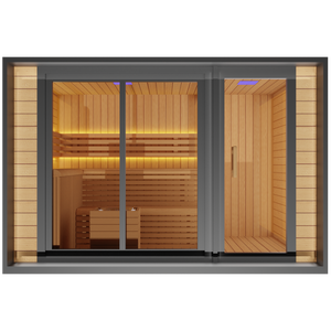 Sauna extérieur moderne pour 2 à 6 personnes, style villa, avec chauffage électrique, construction en thermowood, puissance 3-9 kW, écologique, Seven Continents - Product Image 5